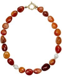 Farra - Nugget Agate With Freshwater Pearls Choker - Lyst