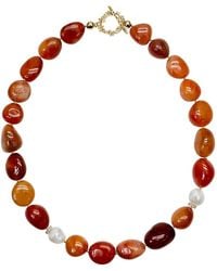 Farra - Nugget Agate With Freshwater Pearls Choker - Lyst