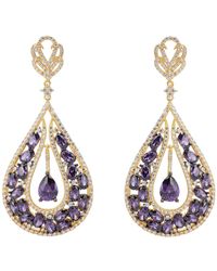 LÁTELITA London - Charlotte Teardrop Gemstone Earrings Purple Gold - Lyst