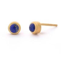 Nellou Jewellery - Lapis Mini Gem Dot September Birthstone Earrings Plated Sterling - Lyst
