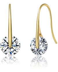Genevive Jewelry - Rachel Glauber Elegant Plated With Round Cubic Zirconia Hook Earrings - Lyst