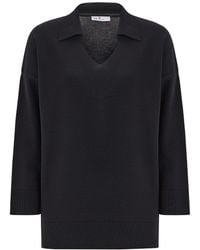 Peraluna - Polo V Neck Wide Sleeve Loose Fit Knit Pullover - Lyst