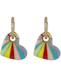 Ebru Jewelry - Enamel Heart & Diamond Hoop Earrings - Lyst