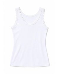 Yumi' - Crochet Trim Cotton Stretch Vest Top - Lyst