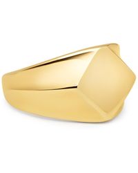 Nialaya - Squared Stainless Steel Ring With Plating - Lyst