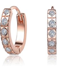 Genevive Jewelry - Rose Rachel Glauber Rose Plated With Cubic Zirconia Mini Huggie Hoop Earrings - Lyst