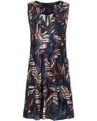 Conquista - Sleeveless Leaf Print A Line Dress - Lyst