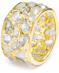 German Kabirski - Thia Handcrafted Plated Barrel Ring With Raw Natural Zircon Mosaic - Lyst