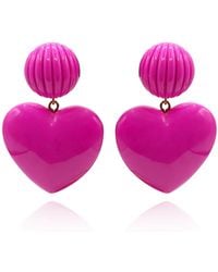 Michael Nash Jewelry - Amour Carved Fuschia Resin Clip Heart Drop Earrings - Lyst