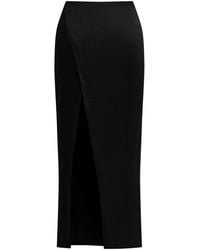 Why Mary - Cleo Satin Long Slit Skirt - Lyst
