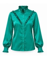 Carloslines - Ruffle Stand Collar Long Sleeve Shirt - Lyst