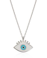 Spero London - Sterling Evil Eye Eyelash Pendant Necklace - Lyst