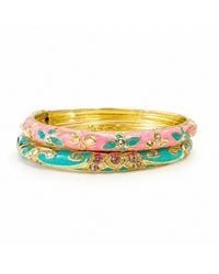 Nuvv Collection - Pastel Enamel Crystal Detail Bangles Set - Lyst