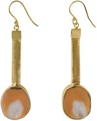 YAA YAA LONDON - Caramel Apricot Geode Drop Gemstone Earrings - Lyst