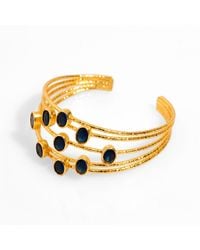 Ebru Jewelry - Gold Plated Sapphire Stone Cuff Bracelet - Lyst