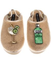 Laines London - Neutrals Flatform Cloud Closed Toe Slippers With Original Gin & Glass Brooches - Lyst