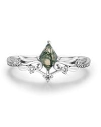 Azura Jewelry New York - Victorian Lace Moss Agate Ring White Gold Vermeil© - Lyst