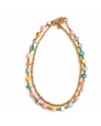 Nuvv Collection - Pastel Strand Beaded Necklace Set – Tone Layered Necklace - Lyst
