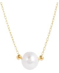 Amadeus - Laura Gold Chain Necklace With Single White Pearl - Lyst