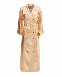 Julia Allert - Belted Double-breasted Trench Dress Jersey Bronze - Lyst