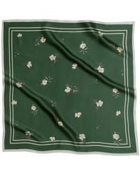 RainSisters - Small Floral Print Natural Silk Scarf - Lyst
