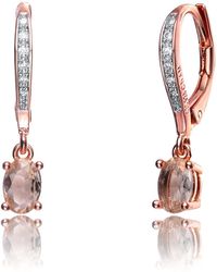 Genevive Jewelry - Rose Sterling Cubic Zirconia Tiny Drop Earrings - Lyst
