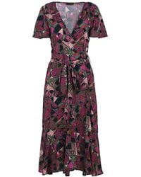 Conquista - Geometric Allure Viscose Midi Dress - Lyst