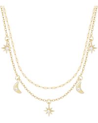 KAMARIA - Moon & Stars Celestial Double Layering Necklace - Lyst