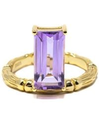 NASI SILVER - Floating Bamboo Baguette Gemstone Ring- Amethyst - Lyst