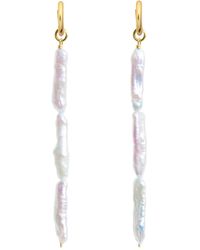 Ora Pearls - Linea Stick Pearl Hoop Earrings - Lyst