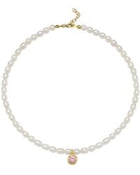 LINYA JEWELLERY - Cosmic Big Pearl Zodiac Necklace Birthtone - Lyst