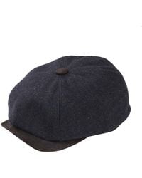 Dasmarca Hats - Eden Slate Wool Newsboy Bakerboy Peaky Cap With Leather Visor Peak - Lyst