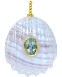 KAMARIA - Lace Agate Gemstone Pendant With Topaz - Lyst
