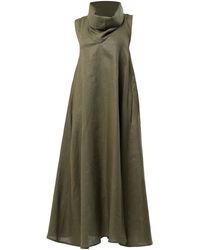 Metamorph - Large Collar Linen Maxi Dress - Lyst