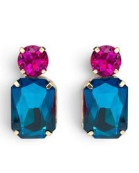 Michael Nash Jewelry - Adelle Peacock Crystal Octagon And Fuchsia Round Stone Drop Earrings - Lyst