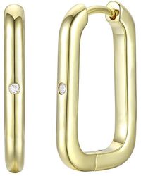 Genevive Jewelry - Plated With Clear Cubic Zirconia U Hoop Earrings - Lyst