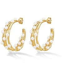 Dower & Hall - Medium Triple Row Waterfall Pearl Hoops - Lyst