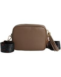 Betsy & Floss - Verona Crossbody Dark Taupe Tassel Bag With Dark Leopard Strap - Lyst