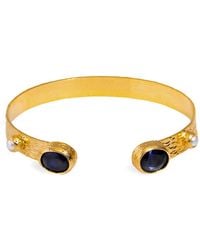 Ebru Jewelry - Cleopatra Sapphire & Pearl Adjustable Cuff Bracelet - Lyst