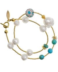 Farra - Baroque Pearls With Double Layers Bracelet /Choker - Lyst