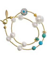 Farra - Baroque Pearls With Double Layers Bracelet /Choker - Lyst