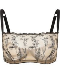 Amour D'agnette - Neutrals Kim High Neck Floral Embroidered Underwire Bra On Jelly Fabric - Lyst