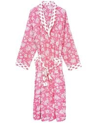 Inara - Indian Cotton Peony Paisley Print Robe - Lyst