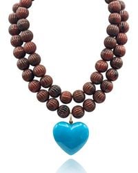 Michael Nash Jewelry - Amour Carved Tortoise Resin Beads With Resin Heart Pendant - Lyst