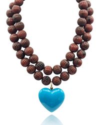 Michael Nash Jewelry - Amour Carved Tortoise Resin Beads With Resin Heart Pendant - Lyst