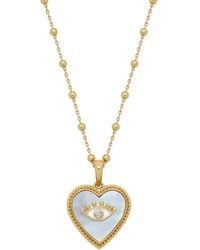 Karma and Luck - Nurturing Energy Mother Of Pearl Heart & Evil Eye Necklace - Lyst