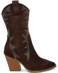 Rag & Co - Rambler Rhinestones Embellished Calf Boots - Lyst