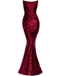 Angelika Jozefczyk - Merlin Sequin Evening Gown Burgundy - Lyst