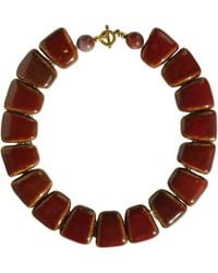 Edgar Navarro Jewelry - Navarro Trapezoid Ceramic Statement Necklace With Jasper Stones & -Plated Details - Lyst