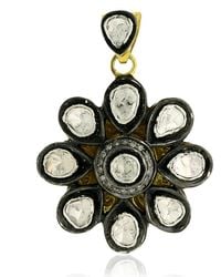 Artisan - Pave Diamond 14k Gold 925 Sterling Silver Necklace Pendant Jewelry - Lyst
